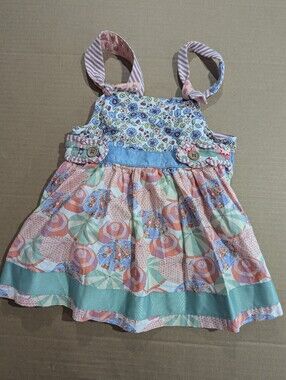 Matilda Jane Girls Whimsical Floral Umbrella Summer Sun Dress Sz 4 *GUC